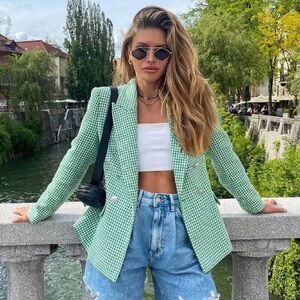 Vici Green Plaid Blazer